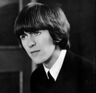 😑 George Harrison George Harrison, The Beatles, Musisi, Potret, Hitam putih telegram sticker