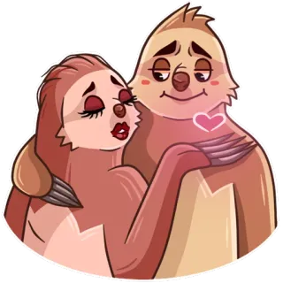 ❤ bicho-preguiça, amor, casal, desenho animado, animal, fofo, coração telegram sticker