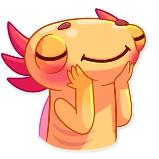 😊 axolotl, adesivo, carino, animale, cartone animato telegram sticker
