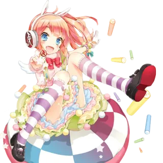 🀄 Animé, Kawaii, Dessin animé, Casque, Mignon, Fille, Sucette whatsapp sticker