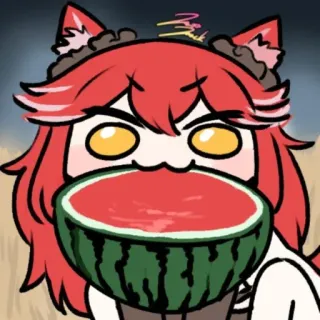 ❤️ anime girl, watermelon, kawaii, cute, cartoon, avatar, summer, fox telegram sticker