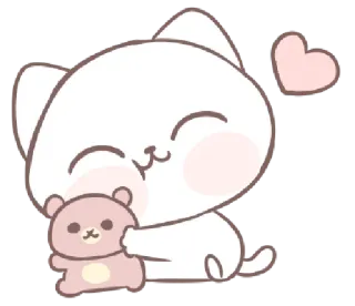 🧸 gato, coração, fofo, ursinho, kawaii, animal, adesivo, desenho animado whatsapp sticker