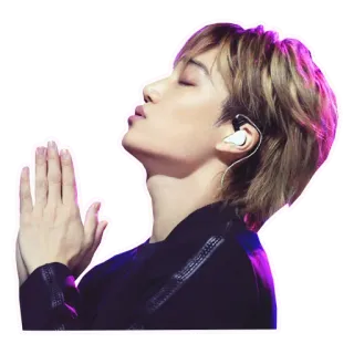 🙏 hombre, persona, retrato, perfil, auriculares, manos, oración whatsapp sticker