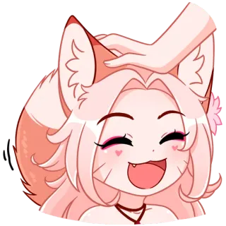 ☺️ gadis rubah, anime, kartun, hewan peliharaan, bahagia, telinga telegram sticker