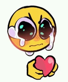 😢 emoji, crying, heart, love, sad telegram sticker