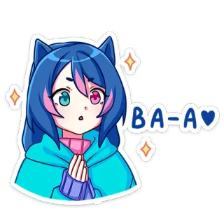 😍 BA-A 애니메이션 소녀, 고양이 귀, 귀여운, 반짝이, 만화 telegram sticker
