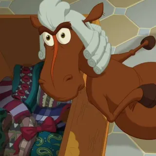 🕳️ horse, cartoon, wig, animal, illustration telegram sticker