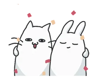 🎊 chat, lapin, animal, mignon, dessin animé, autocollant telegram sticker