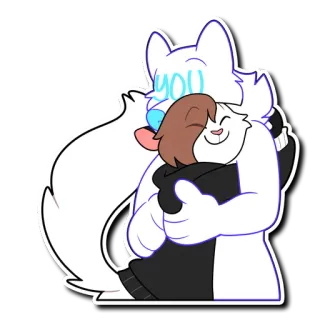 🤗 You Fellwesen, Umarmung, Freundschaft, süß, Cartoon whatsapp sticker