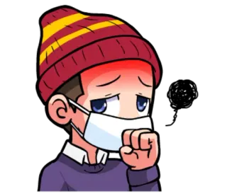 😷 enfermedad, enfermo, tos, gripe, mascarilla, dibujos animados, resfriado, covid telegram sticker