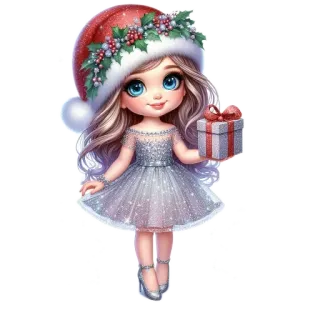 🎄 คริสต์มาส, ผู้หญิง, ของขวัญ, น่ารัก, วันหยุด, รื่นเริง whatsapp sticker