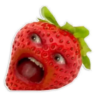 ☹ fragola, frutta, faccia, fastidioso, cibo telegram sticker
