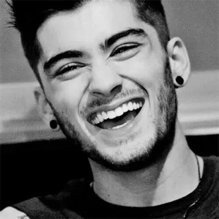 ▪️ Zayn Malik người đàn ông, ca sĩ, người nổi tiếng, đẹp trai, mỉm cười, trắng đen telegram sticker