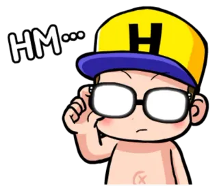 🤔 HM... pensando, hm, dibujos animados, pregunta, niño telegram sticker
