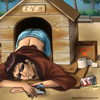 😕 マダオ Hundehütte, Po, Erwachsene, Cartoon, Lustig telegram sticker