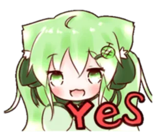👍 yes Anime, Desenho animado, Fofo, Sim, Kawaii, Expressão, Afirmativo telegram sticker