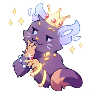 👑 gato, corona, brillos, lindo, animal, fantasía whatsapp sticker