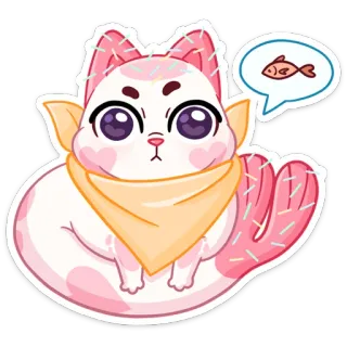 🐟 고양이, 물고기, 만화, 동물, 귀여운, 스티커 telegram sticker