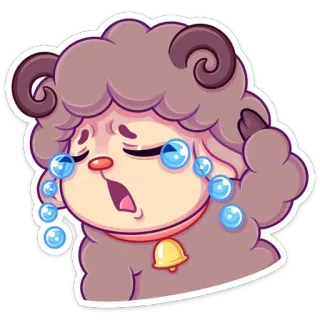 😭 pecora, piangere, triste, animale, cartone animato, emoji, carino telegram sticker