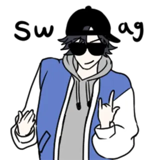 😎 漫画, キャラクター, メガネ, ジャケット, かっこいい, ポーズ telegram sticker