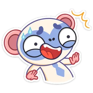 😰 desenho animado, animal, adesivo, personagem, expressão, preocupado, fofo telegram sticker