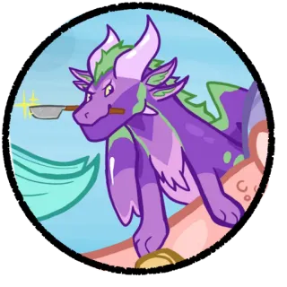 🔪 龙, 卡通, 紫色, 可爱, 平底锅 whatsapp sticker