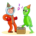 🕺 party, alien, dancing, celebration, cartoon, fun, friends telegram sticker