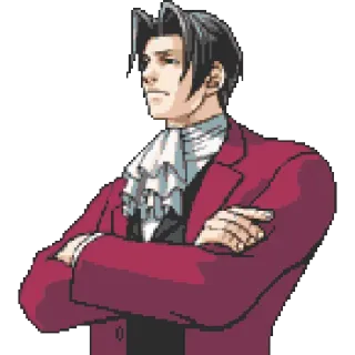 😤 Miles Edgeworth Ace Attorney Miles Edgeworth, Ace Attorney, Advogado, Promotor, Video Game, Personagem, Pixel Art telegram sticker