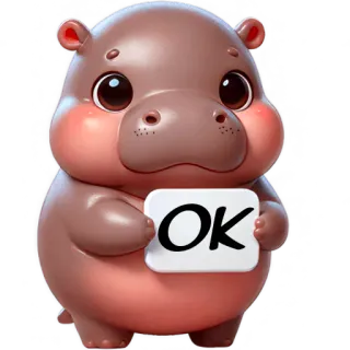 👍 OK hipopótamo, animal, fofo, ok, aprovação, positivo telegram sticker