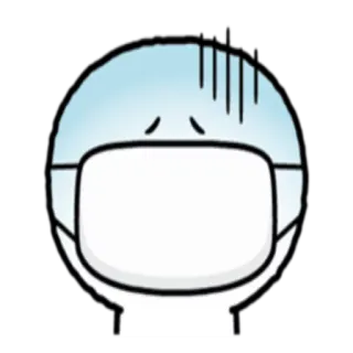 😷 Maske, Cartoon, traurig, medizinisch, krank, COVID-19, Krankheit telegram sticker