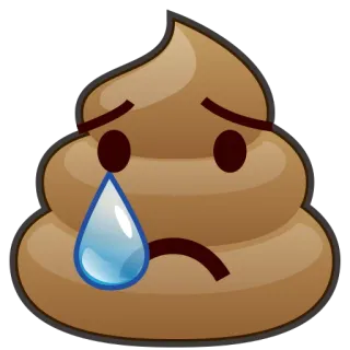 😢 какашка, эмодзи, грустный, плачущий, коричневый, куча, экскременты, фекалии whatsapp sticker
