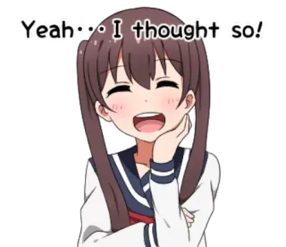 😊 Yeah... I thought so! anime, chica, sonriendo, coletas, feliz telegram sticker