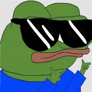 🔥 Pepe the Frog Pepe, Żaba, Mem, Fajny, Okulary przeciwsłoneczne telegram sticker