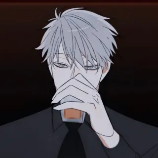 🌪 Anime, Trinken, Manga, Graue Haare, Mann, Cocktail telegram sticker