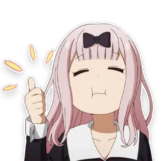 ☺️ Chika Fujiwara Kaguya-sama: Love Is War Anime, Cartoon, Chibi, Süß, Kawaii, Fröhlich, Daumen hoch telegram sticker