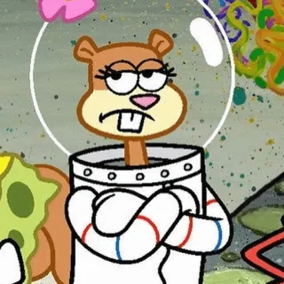 🍔 Sandy Cheeks SpongeBob SquarePants Dessin animé, Bob l'éponge, Sandy écureuil, Écureuil, Sous-marin, Casque bulle, Texas telegram sticker