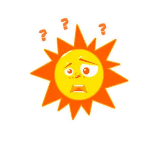 😧 sole, confuso, punti interrogativi, emoji, cartoni animati, meteo telegram sticker
