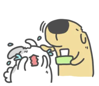 😭 pleurer, triste, lapin, réconfort, chien, mignon whatsapp sticker