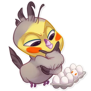 🤔 Vogel, Nymphensittich, Eier, denkend, süß, Tier telegram sticker