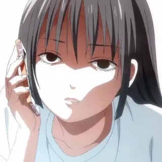 🎲 anime, meisje, mobiel, manga, brunette, serieus telegram sticker