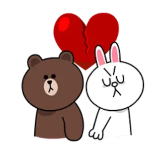 👫 bear, bunny, broken heart, sad, love, cartoon telegram sticker
