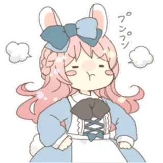 😤 プンプン Аниме, Кролик, Милый, Злой, Девушка, Мультфильм telegram sticker