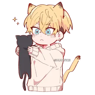 ✨ @HAWKS Anime, Dễ thương, Chibi, Mèo, Hoạt hình, Nhân vật telegram sticker