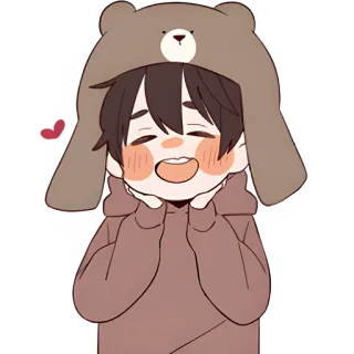 🤗 cute, bear, cartoon, happy, boy, kawaii telegram sticker