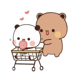 🐻 carino, panda, orso, carrello della spesa, lecca-lecca, adorabile telegram sticker