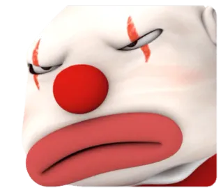 😒 клоун, злой, грустный, красный нос, макияж, белое лицо telegram sticker