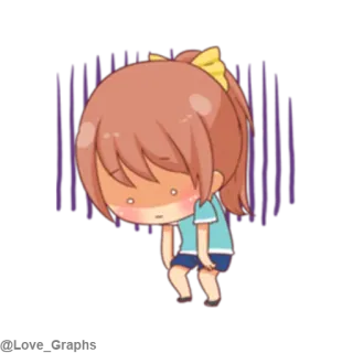 😐 Anime, Triste, Chica, Chibi, Dibujos animados, Emocional telegram sticker