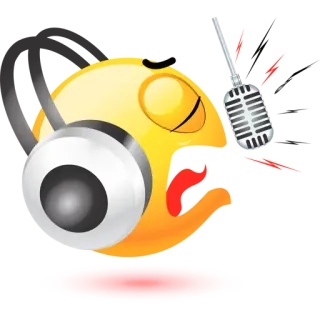🎤 表情符号, 音乐, 耳机, 麦克风, 收听, 娱乐 telegram sticker