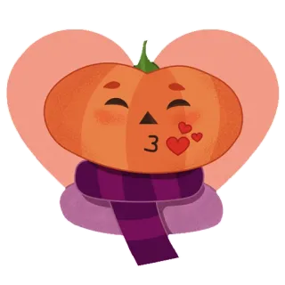 😘 zucca, cuore, carino, sciarpa, kawaii telegram sticker