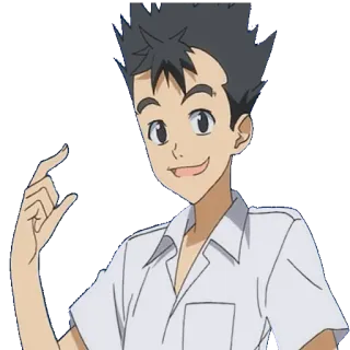 🤘 anime, boy, teen, uniform, cheerful, hand gesture telegram sticker